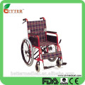 Alta cadeira de rodas de aço vermelho com função de retrocesso